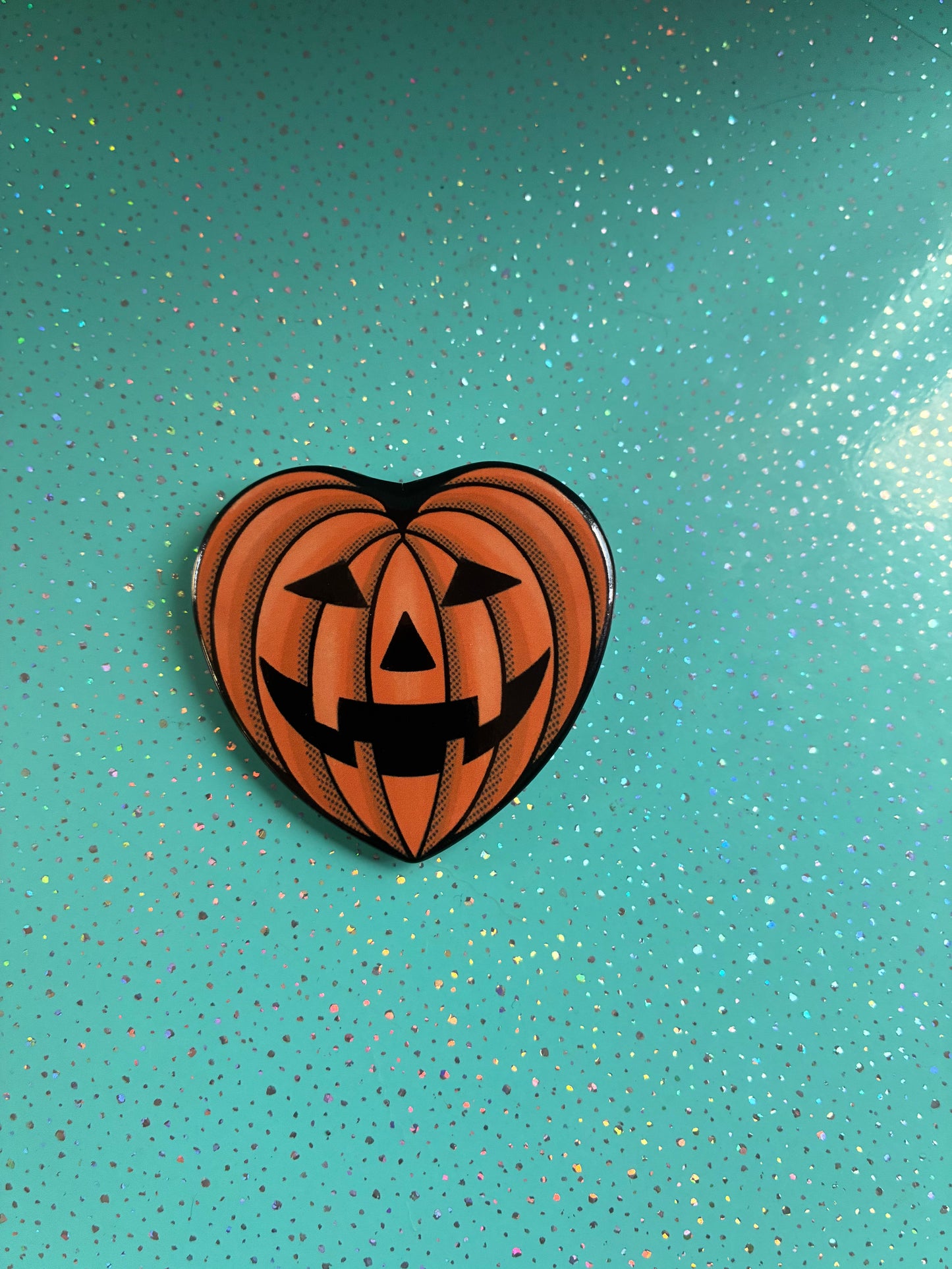 Jumbo Pumpkin Heart shaped Badge.