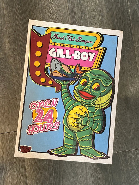 GILL BOY VINTAGE HORROR MOVIE A3 PRINT