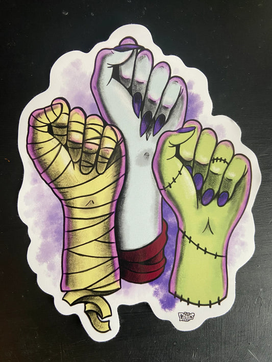 GHOUL POWER JUMBO VINTAGE HORROR FEMALE POWER STICKER