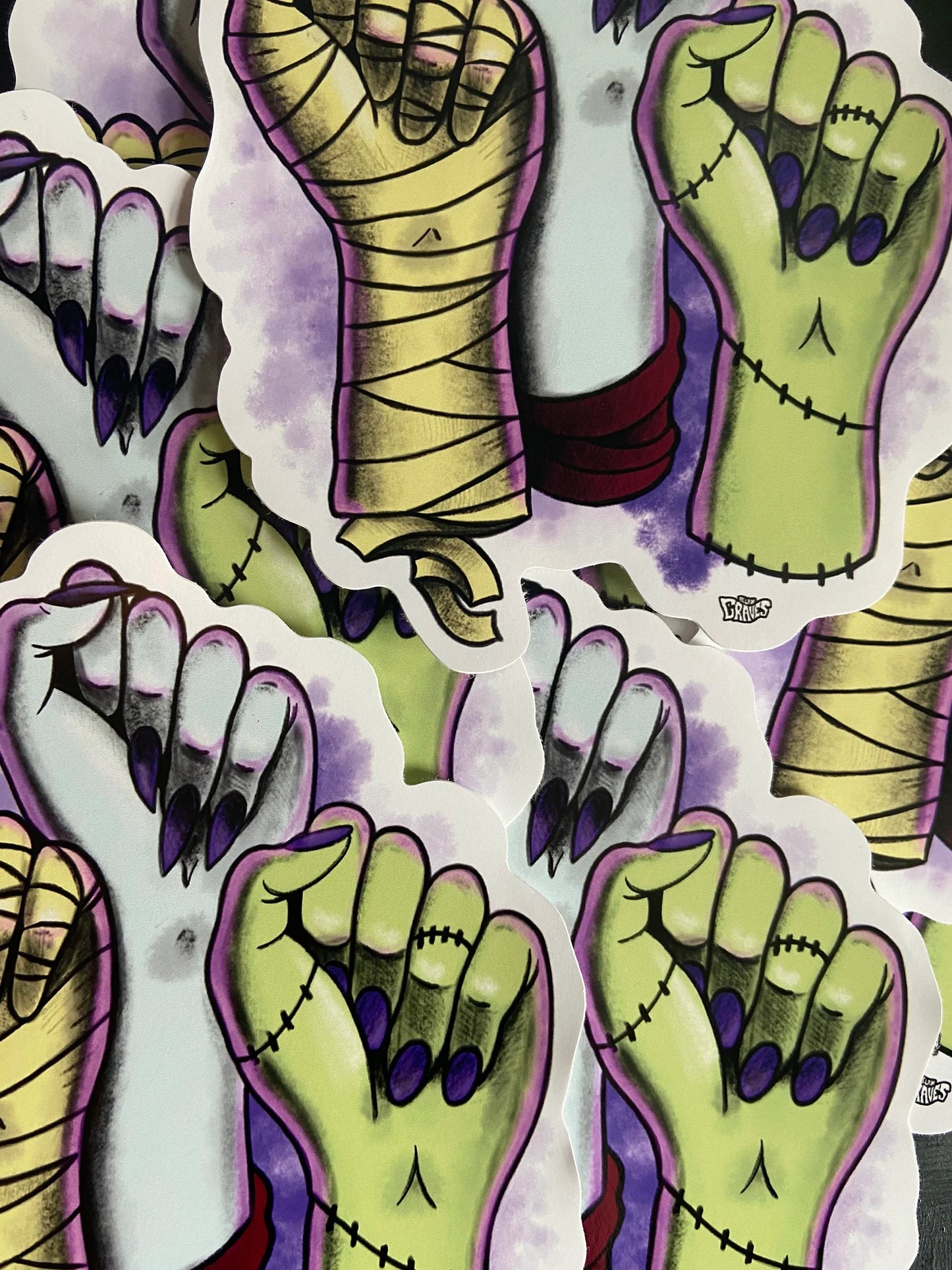 GHOUL POWER JUMBO VINTAGE HORROR FEMALE POWER STICKER